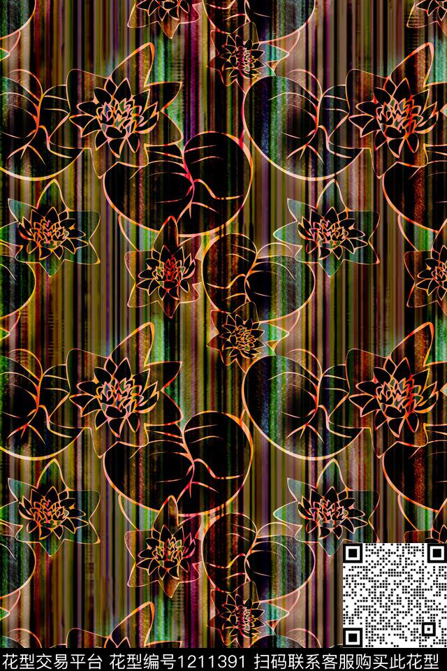 抽象肌理线条数码印花华亿平台下载（图片编号: 1211391） - 瓦栏（Walan）