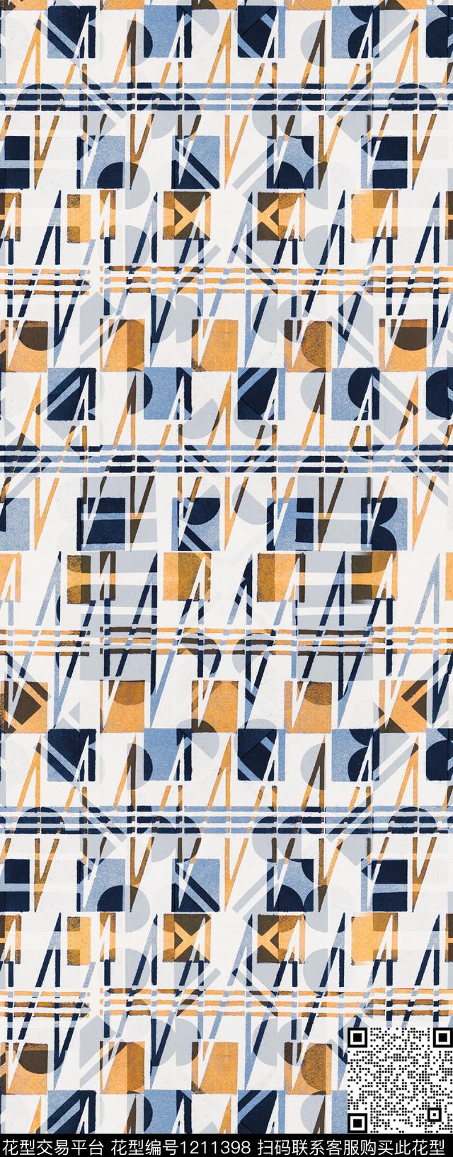 几何几何男装潮牌数码印花华亿平台下载（图片编号: 1211398） - 瓦栏（Walan）