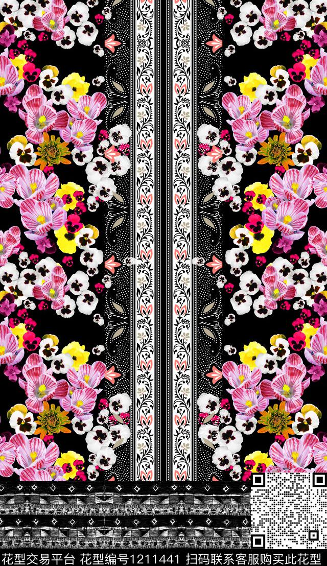 定位花民族风中国风数码印花华亿平台下载（图片编号: 1211441） - 瓦栏（Walan）