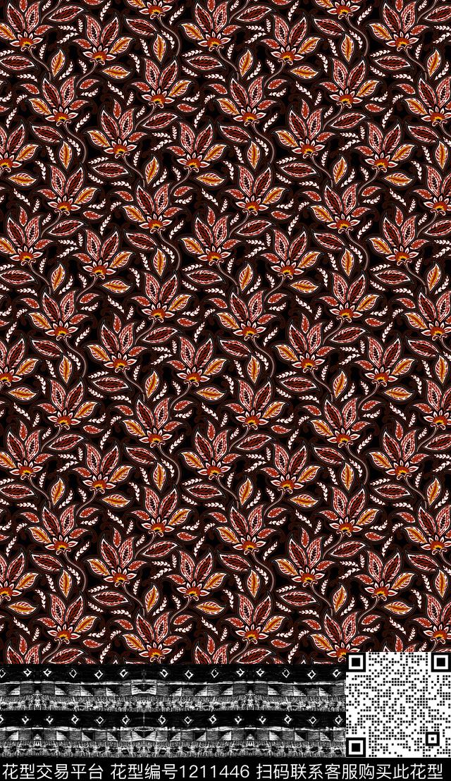 定位花民族风中国风数码印花华亿平台下载（图片编号: 1211446） - 瓦栏（Walan）