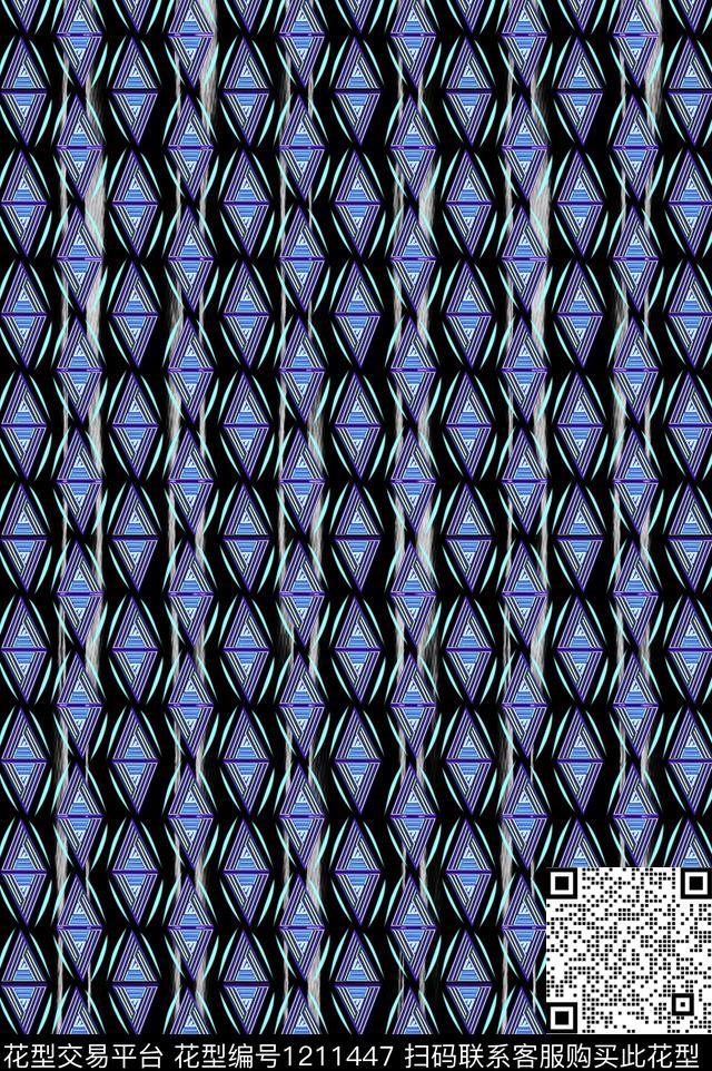 几何格子线条数码印花华亿平台下载（图片编号: 1211447） - 瓦栏（Walan）