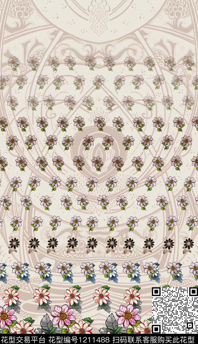 定位花民族风中国风数码印花华亿平台下载（图片编号: 1211488） - 瓦栏（Walan）
