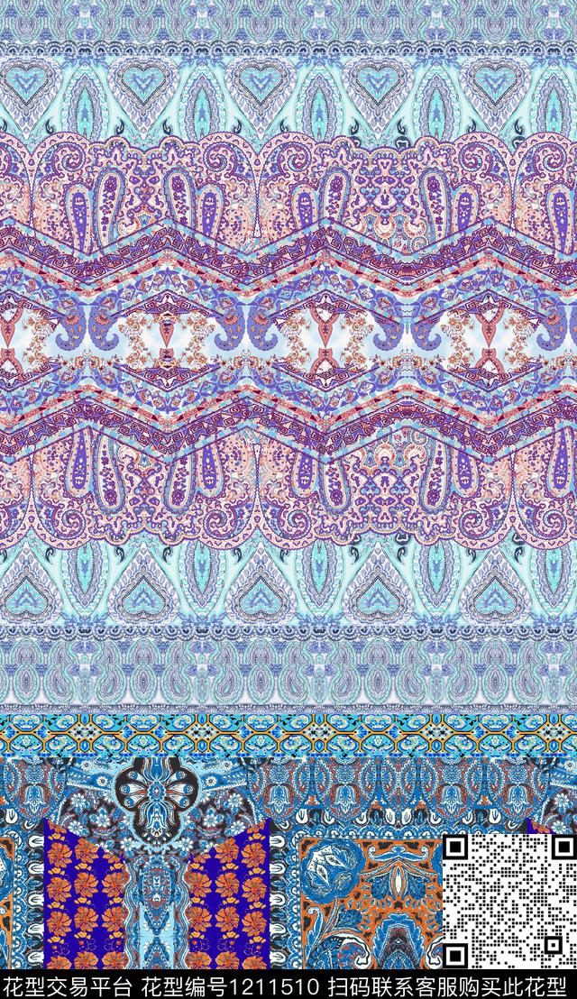 定位花民族风中国风数码印花华亿平台下载（图片编号: 1211510） - 瓦栏（Walan）