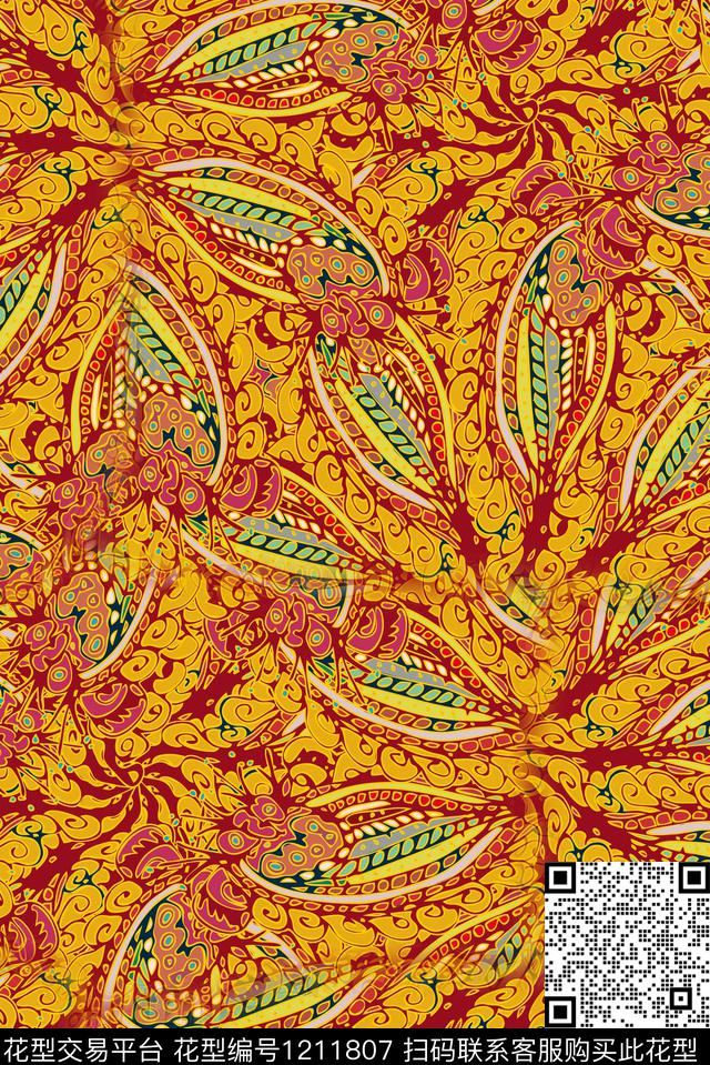 抽象肌理复古数码印花华亿平台下载（图片编号: 1211807） - 瓦栏（Walan）