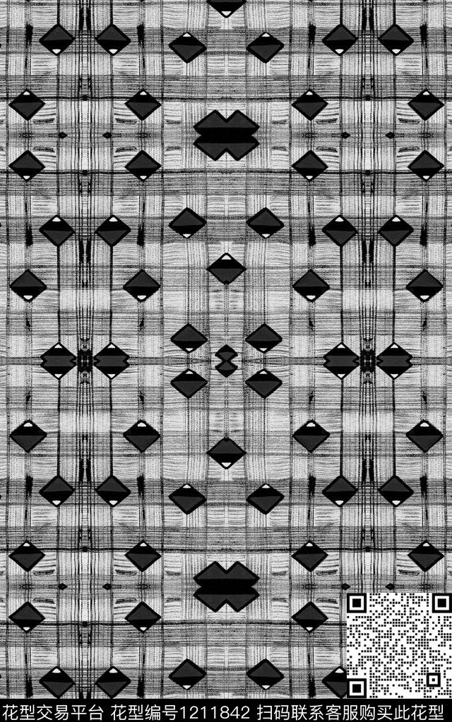 几何肌理黑白华亿平台数码印花华亿平台下载（图片编号: 1211842） - 瓦栏（Walan）