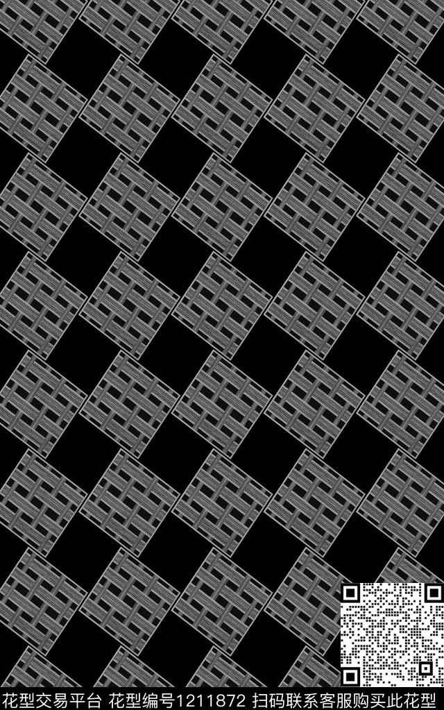 几何肌理黑白华亿平台数码印花华亿平台下载（图片编号: 1211872） - 瓦栏（Walan）