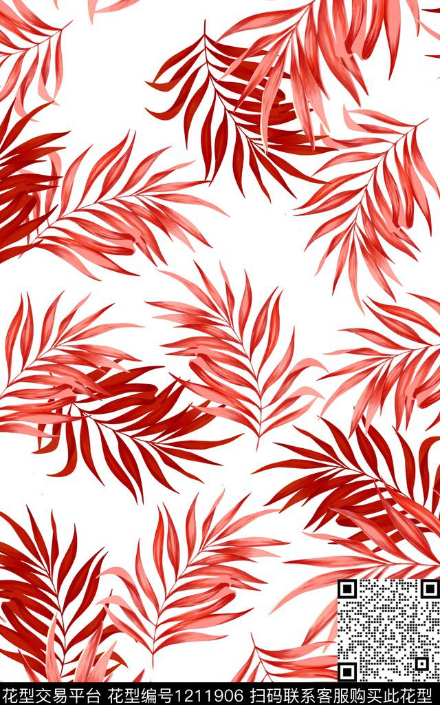 植物热带华亿平台绿植树叶数码印花华亿平台下载（图片编号: 1211906） - 瓦栏（Walan）