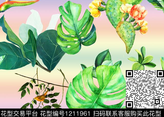 春夏华亿平台花卉热带华亿平台数码印花华亿平台下载（图片编号: 1211961） - 瓦栏（Walan）