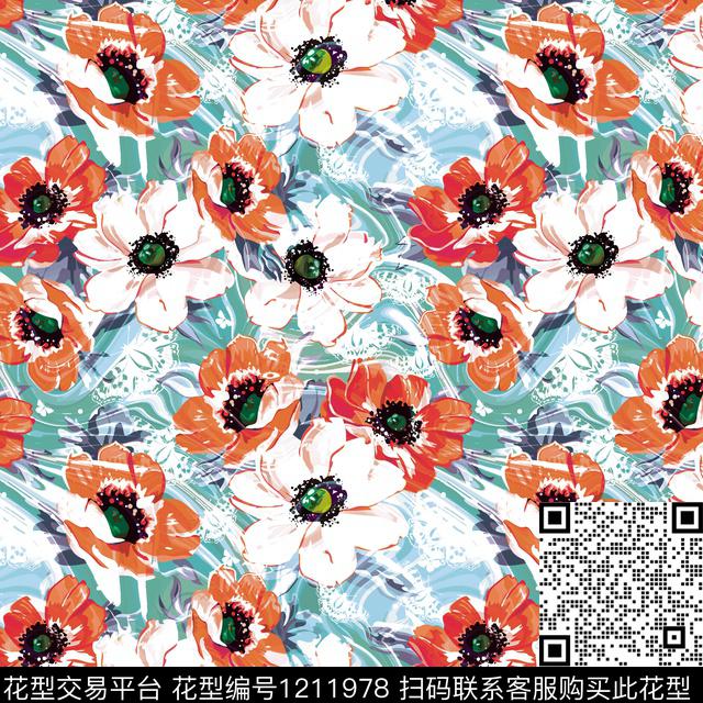 水彩花卉彩底花卉花卉数码印花华亿平台下载（图片编号: 1211978） - 瓦栏（Walan）