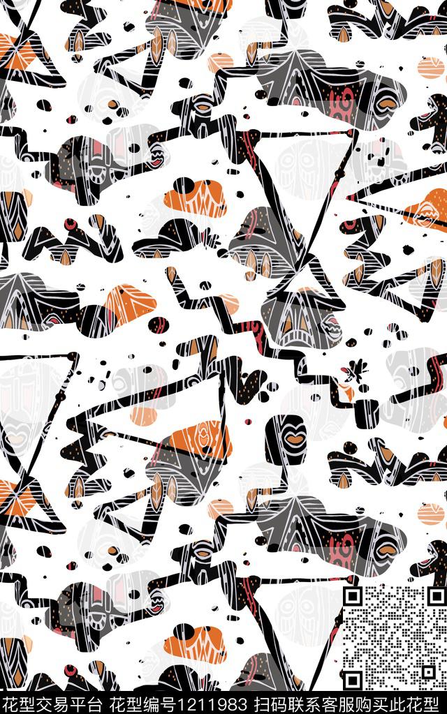 几何几何男装三角形数码印花华亿平台下载（图片编号: 1211983） - 瓦栏（Walan）