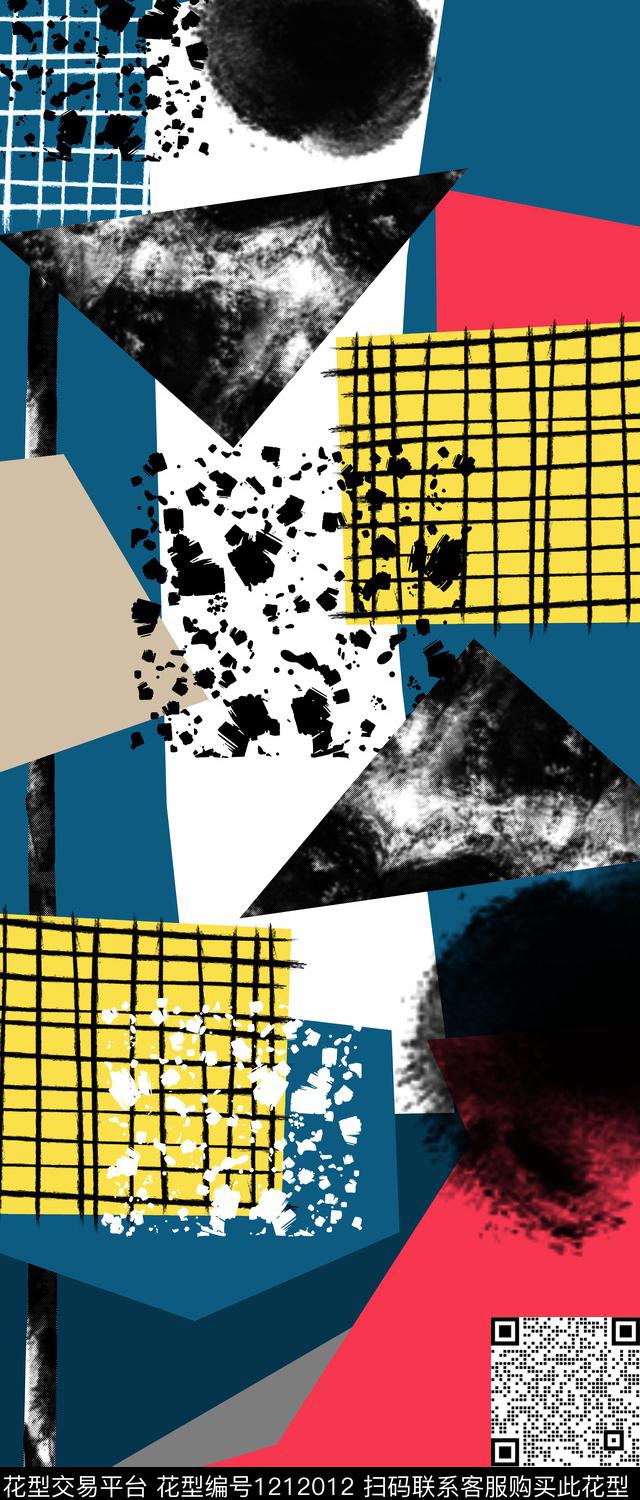 几何大牌风定位花数码印花华亿平台下载（图片编号: 1212012） - 瓦栏（Walan）