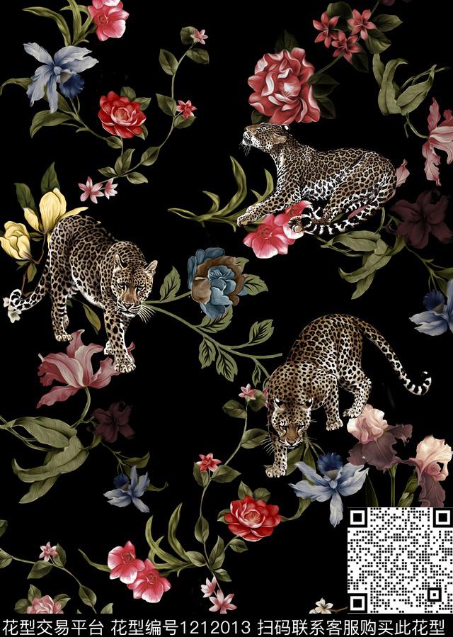 兰花动物纹时尚数码印花华亿平台下载（图片编号: 1212013） - 瓦栏（Walan）