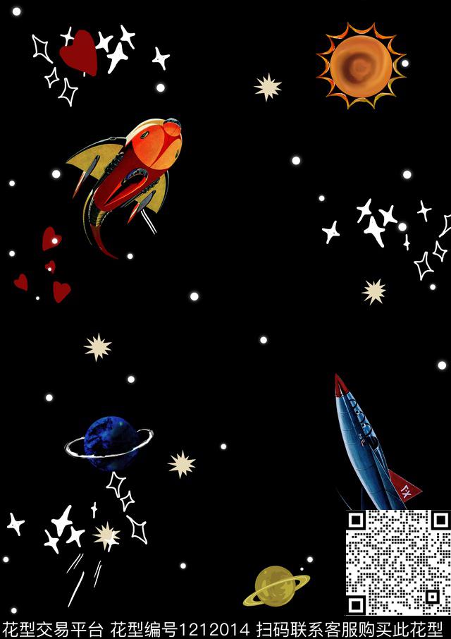 火箭时尚星空数码印花华亿平台下载（图片编号: 1212014） - 瓦栏（Walan）