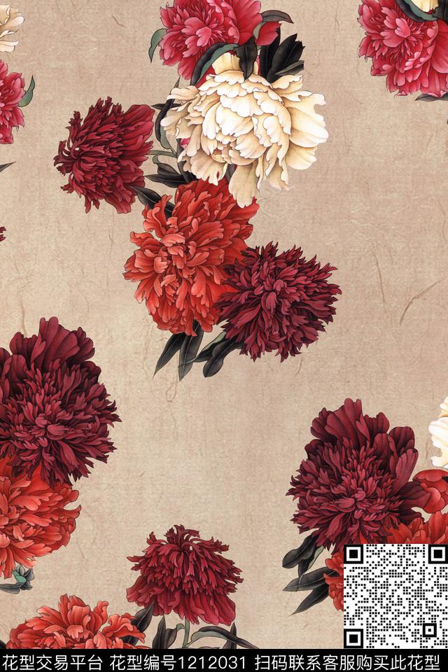 数码华亿平台花卉1/2接数码印花华亿平台下载（图片编号: 1212031） - 瓦栏（Walan）