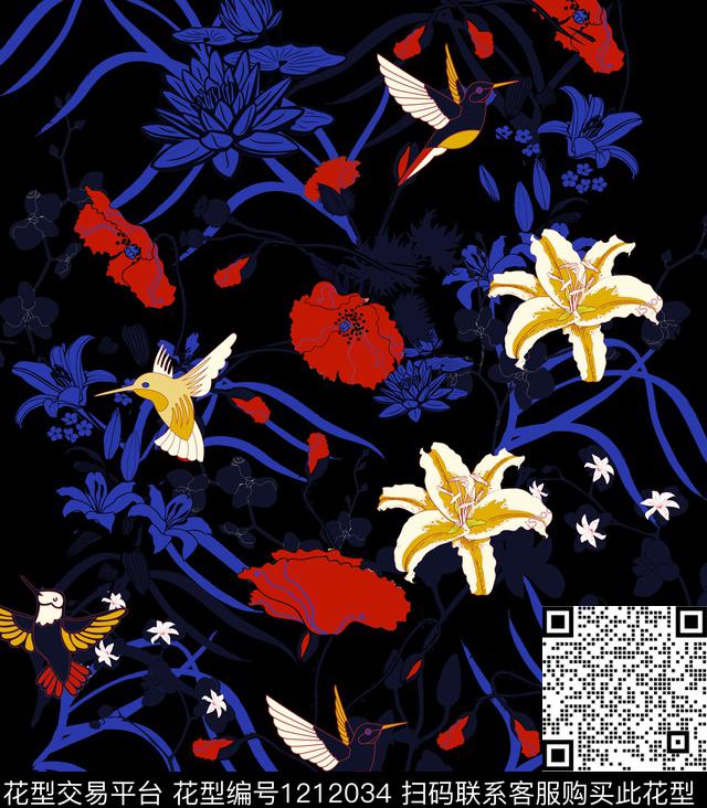 版画兰花窗帘传统印花华亿平台下载（图片编号: 1212034） - 瓦栏（Walan）