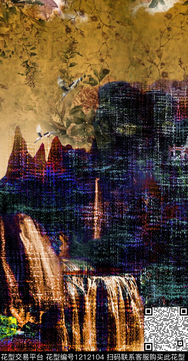 定位花纹理民族风数码印花华亿平台下载（图片编号: 1212104） - 瓦栏（Walan）