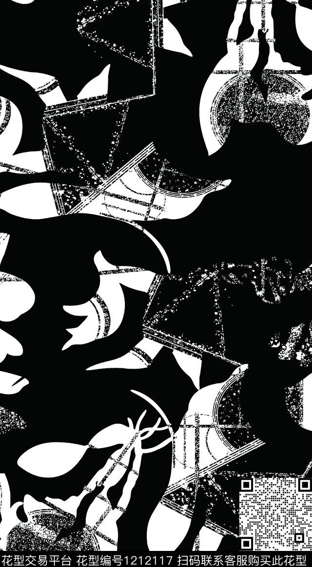 女装几何抽象传统印花华亿平台下载（图片编号: 1212117） - 瓦栏（Walan）