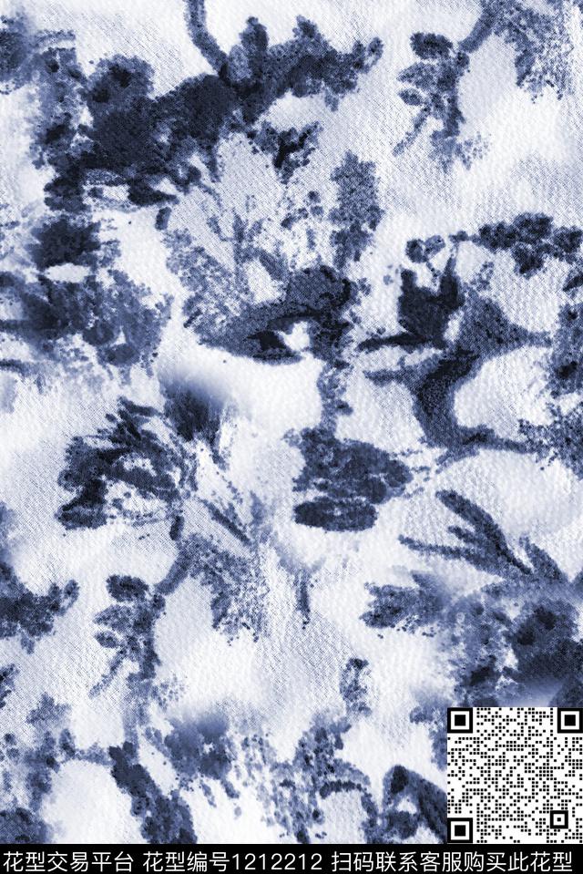扎染华亿平台抽象花卉肌理数码印花华亿平台下载（图片编号: 1212212） - 瓦栏（Walan）