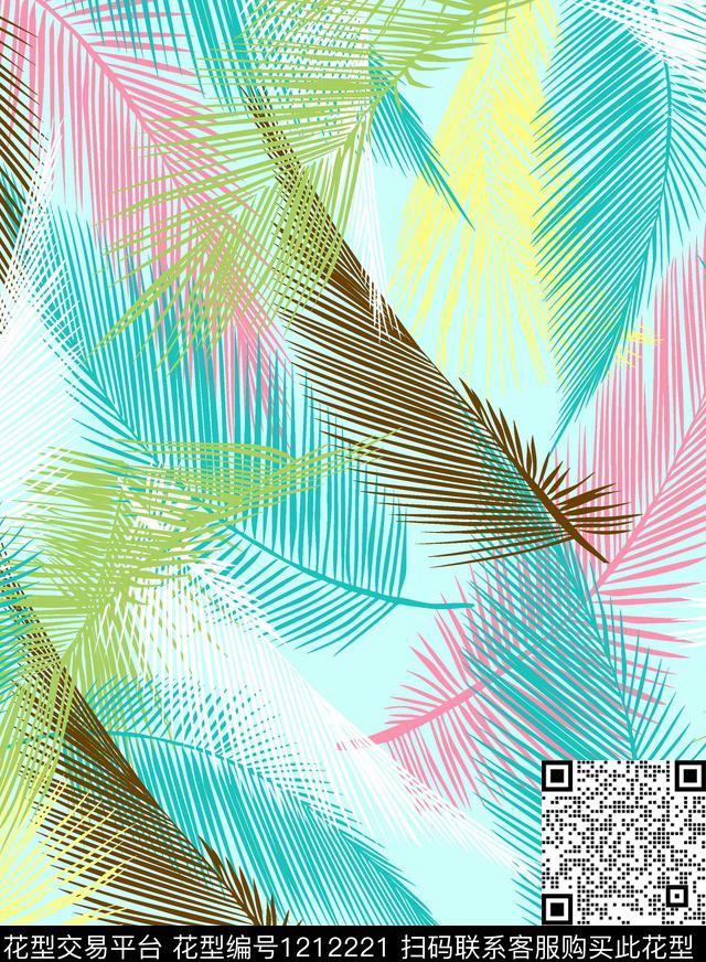 春夏华亿平台绿植树叶清新流行传统印花华亿平台下载（图片编号: 1212221） - 瓦栏（Walan）