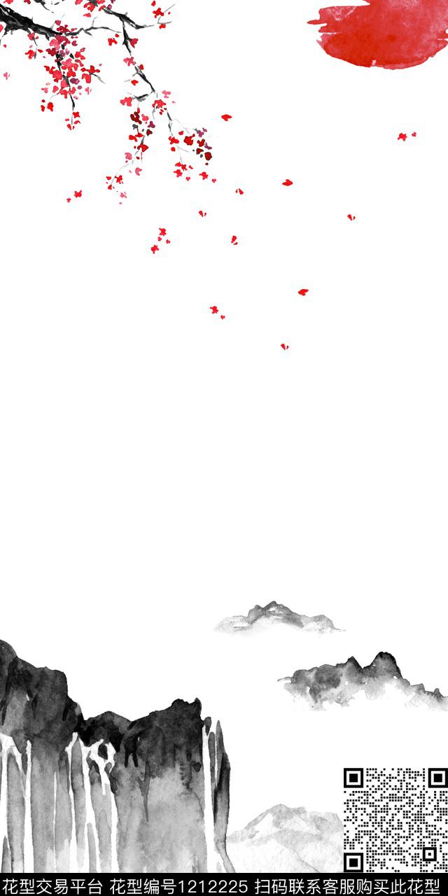 文艺中国风定位花淑女数码印花华亿平台下载（图片编号: 1212225） - 瓦栏（Walan）