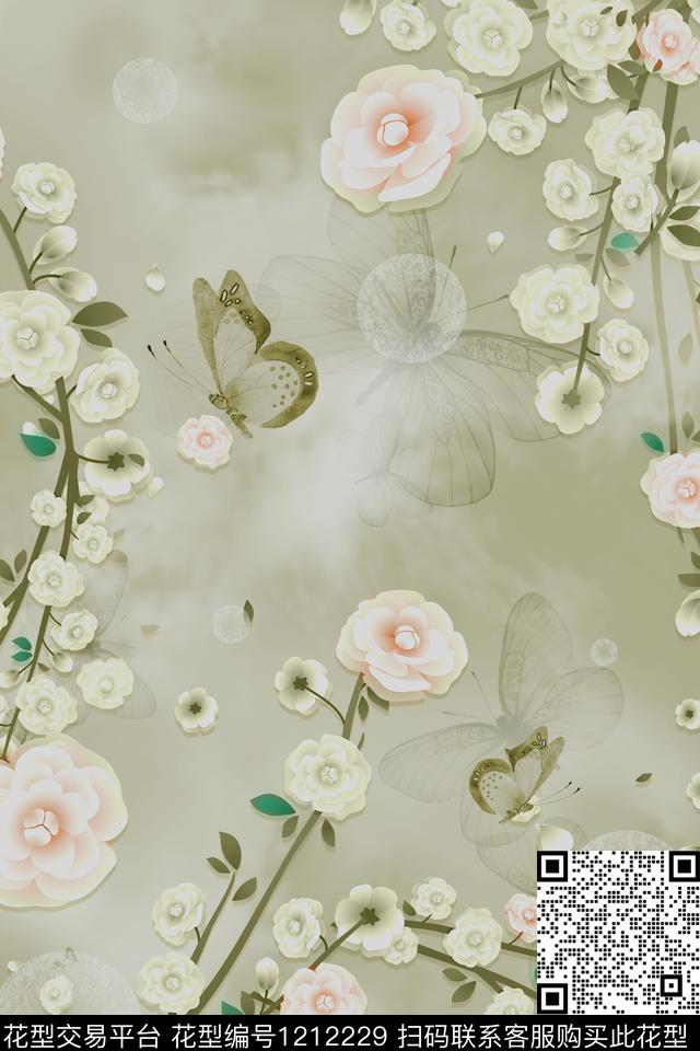 蝴蝶花卉动物数码印花华亿平台下载（图片编号: 1212229） - 瓦栏（Walan）