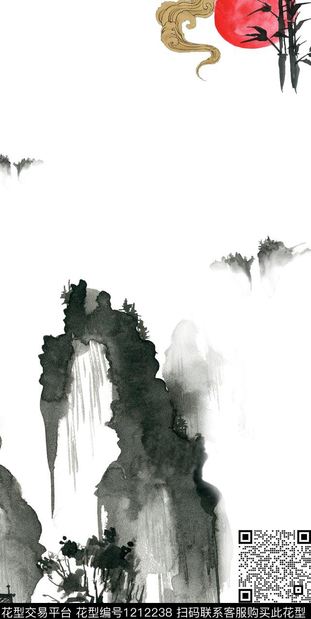 文艺插画古风数码印花华亿平台下载（图片编号: 1212238） - 瓦栏（Walan）