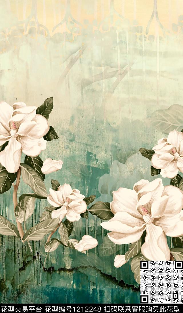 牵牛花花卉大牌风数码印花华亿平台下载（图片编号: 1212248） - 瓦栏（Walan）