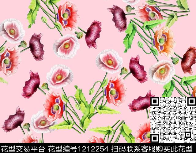 清爽底花卉水彩花卉花卉数码印花华亿平台下载（图片编号: 1212254） - 瓦栏（Walan）