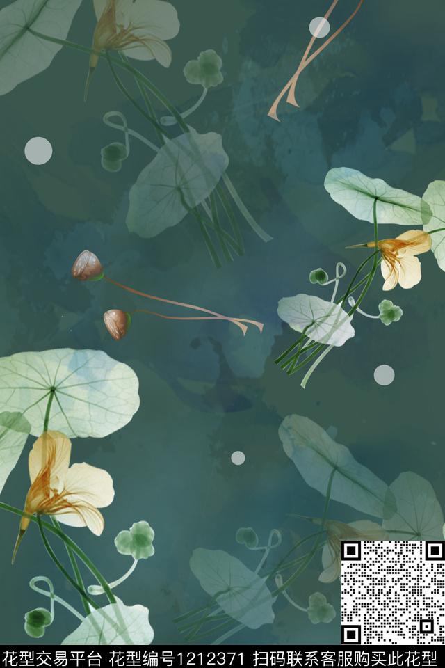 花卉清新自然素雅数码印花华亿平台下载（图片编号: 1212371） - 瓦栏（Walan）