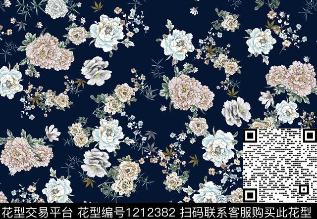 水彩花卉花卉手绘花卉数码印花华亿平台下载（图片编号: 1212382） - 瓦栏（Walan）