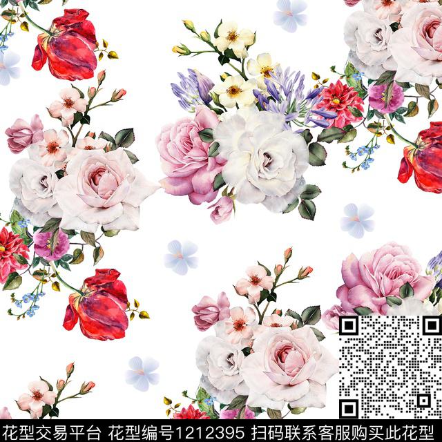 花卉手绘花卉数码印花华亿平台下载（图片编号: 1212395） - 瓦栏（Walan）