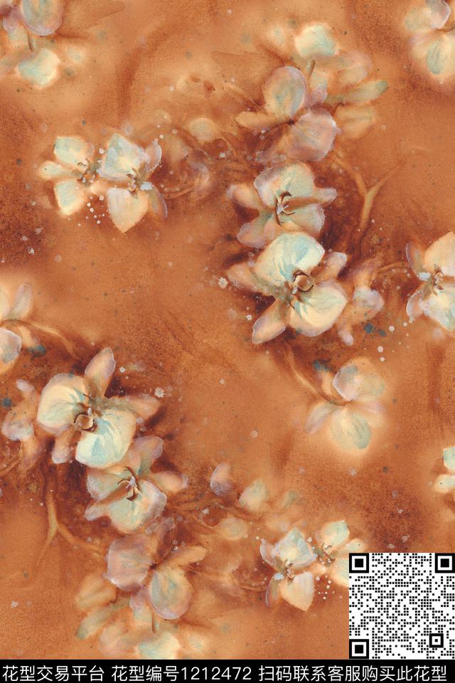 水彩花卉花卉抽象花卉数码印花华亿平台下载（图片编号: 1212472） - 瓦栏（Walan）