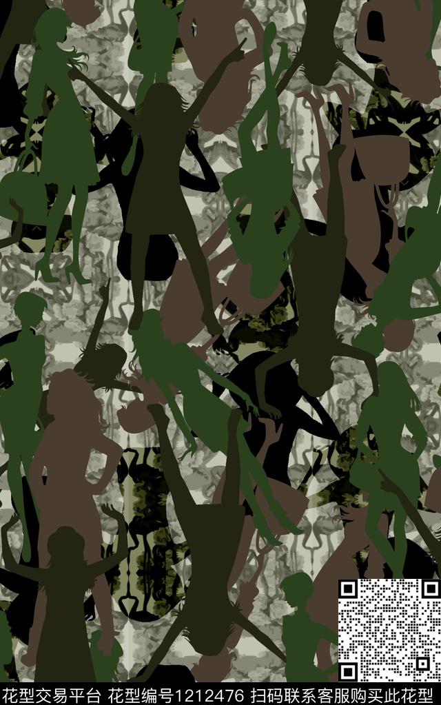 迷彩纹理剪影数码印花华亿平台下载（图片编号: 1212476） - 瓦栏（Walan）
