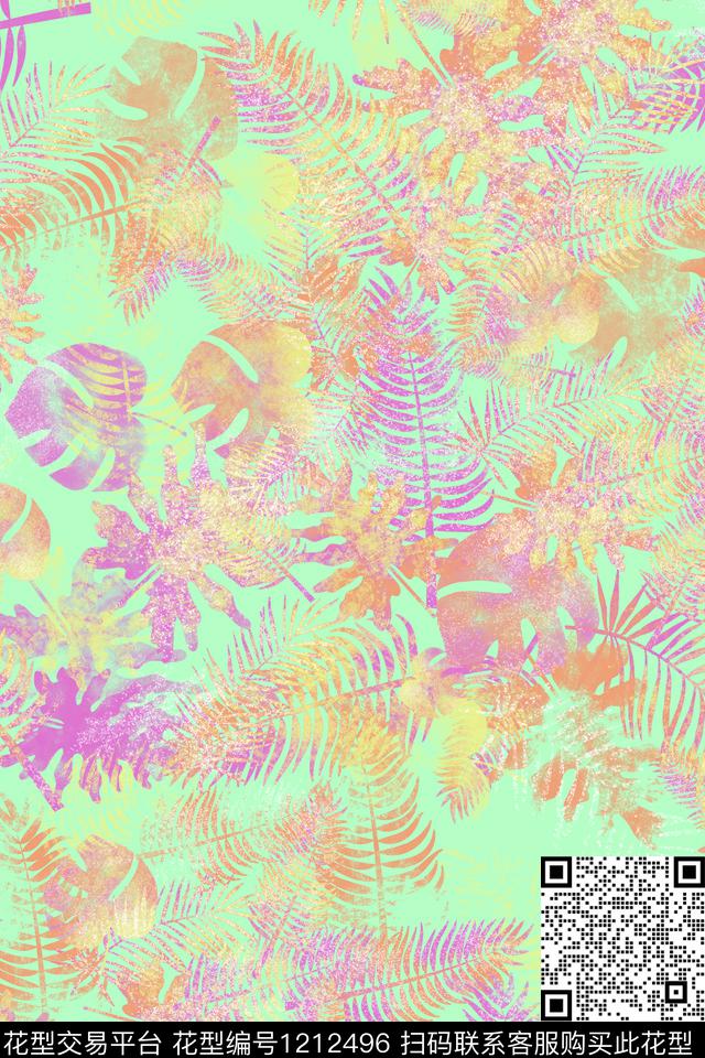 卷草花卉印花传统印花华亿平台下载（图片编号: 1212496） - 瓦栏（Walan）