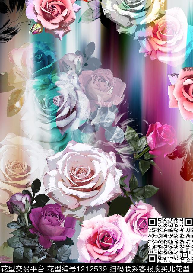 彩底花卉花卉植物数码印花华亿平台下载（图片编号: 1212539） - 瓦栏（Walan）