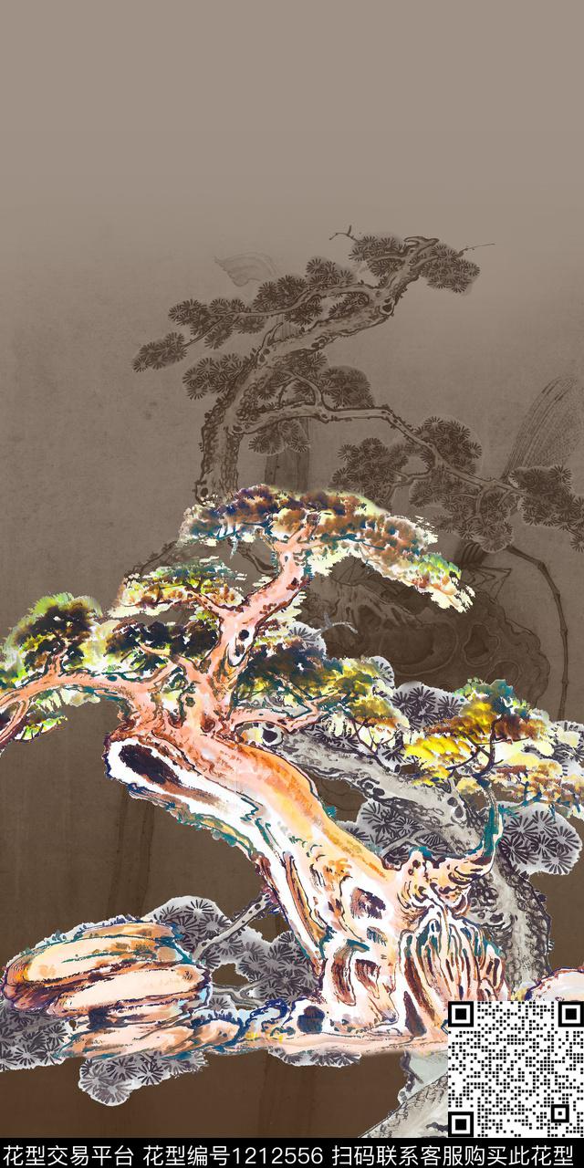 花卉定位花中国风数码印花华亿平台下载（图片编号: 1212556） - 瓦栏（Walan）