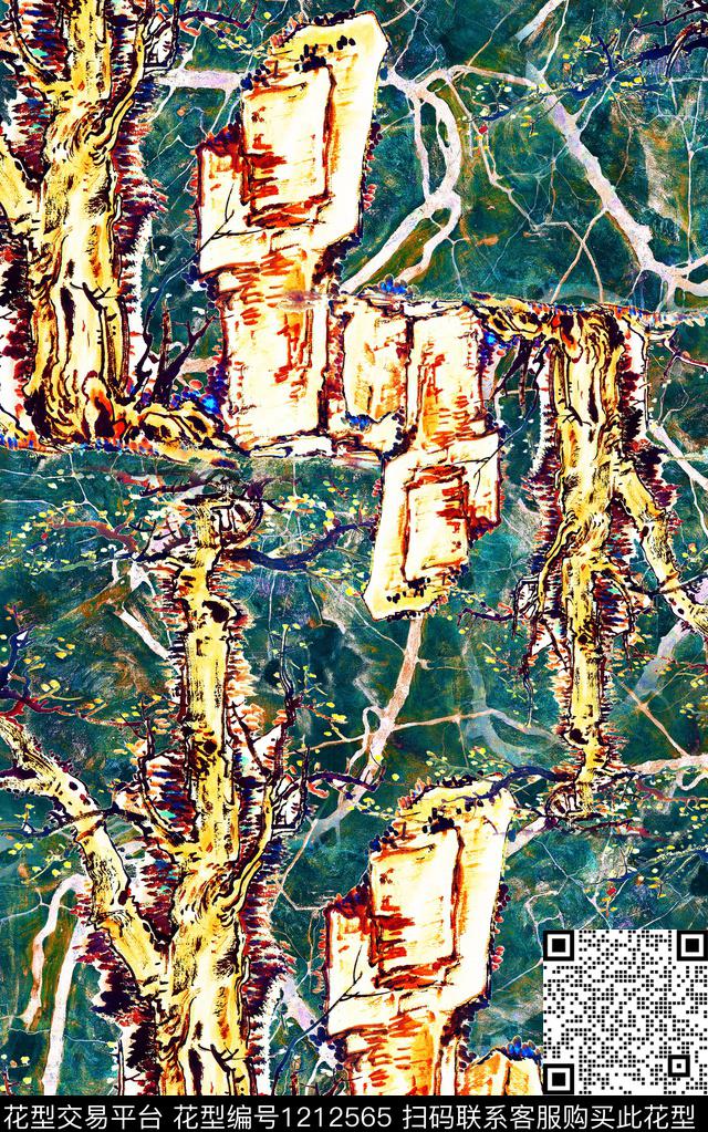 花卉中国风中老年数码印花华亿平台下载（图片编号: 1212565） - 瓦栏（Walan）