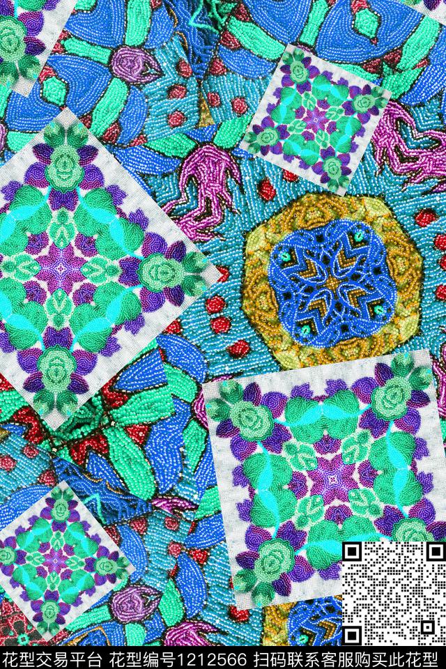 几何格子大牌风数码印花华亿平台下载（图片编号: 1212566） - 瓦栏（Walan）