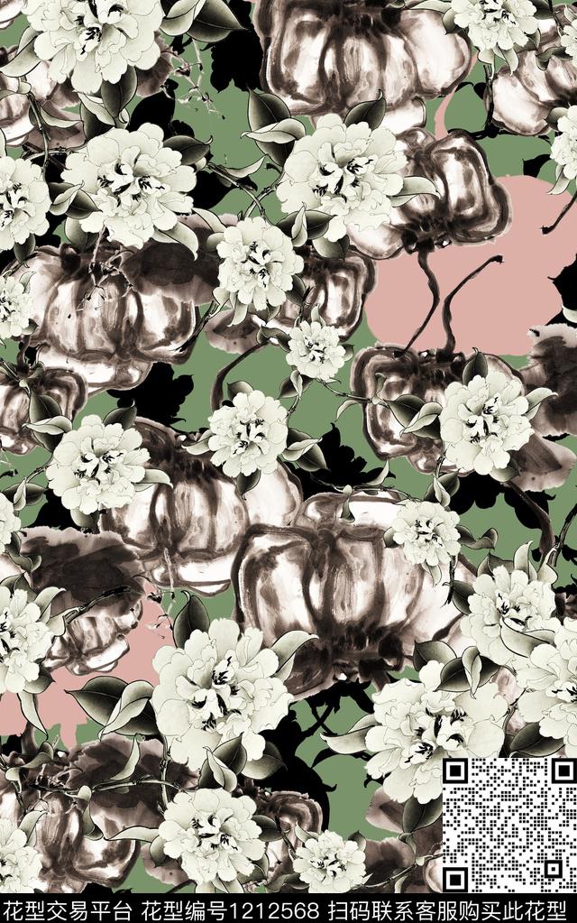 花卉中国风中老年数码印花华亿平台下载（图片编号: 1212568） - 瓦栏（Walan）