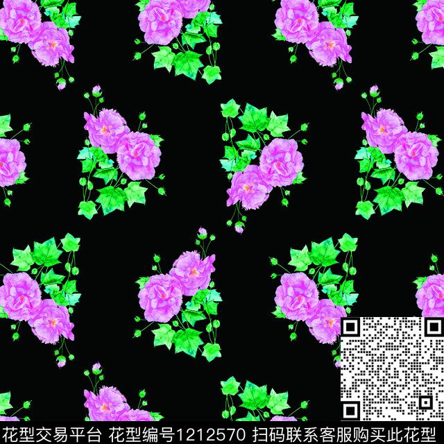 朦胧花卉规则排列满版花卉数码印花华亿平台下载（图片编号: 1212570） - 瓦栏（Walan）