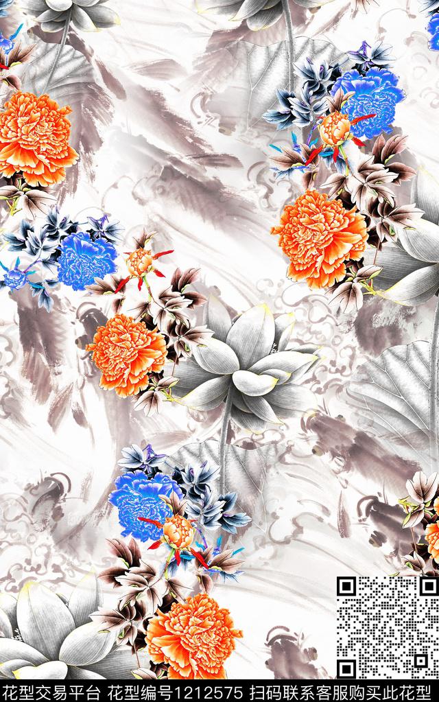 花卉中国风中老年数码印花华亿平台下载（图片编号: 1212575） - 瓦栏（Walan）