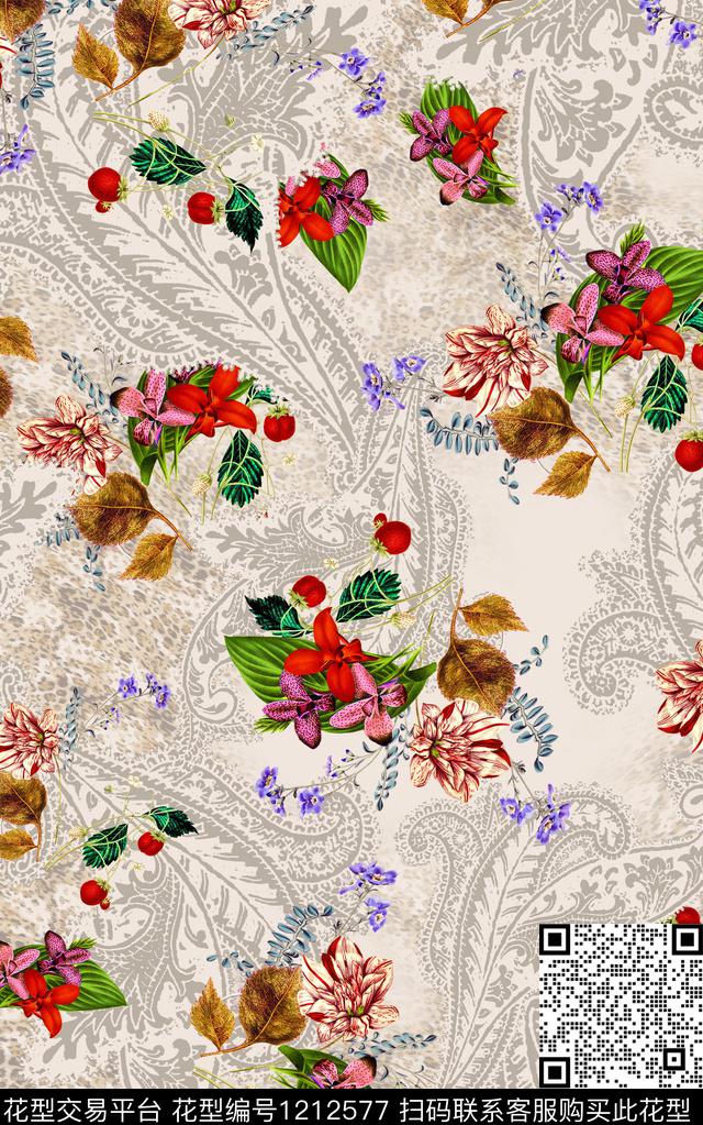 花卉肌理中老年数码印花华亿平台下载（图片编号: 1212577） - 瓦栏（Walan）