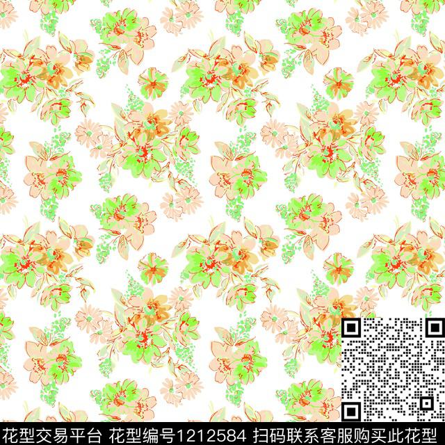 水彩花卉小碎花夏天清爽传统印花华亿平台下载（图片编号: 1212584） - 瓦栏（Walan）