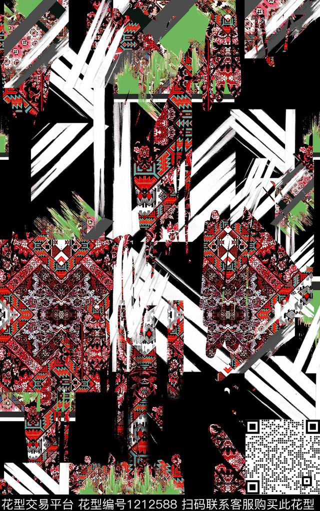 肌理民族风中老年数码印花华亿平台下载（图片编号: 1212588） - 瓦栏（Walan）