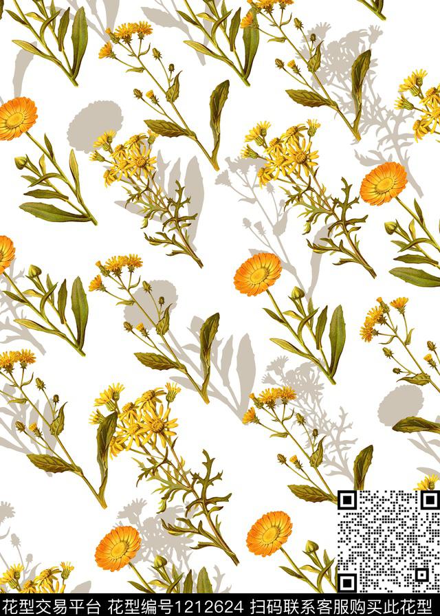 清爽底花卉小清新投影数码印花华亿平台下载（图片编号: 1212624） - 瓦栏（Walan）