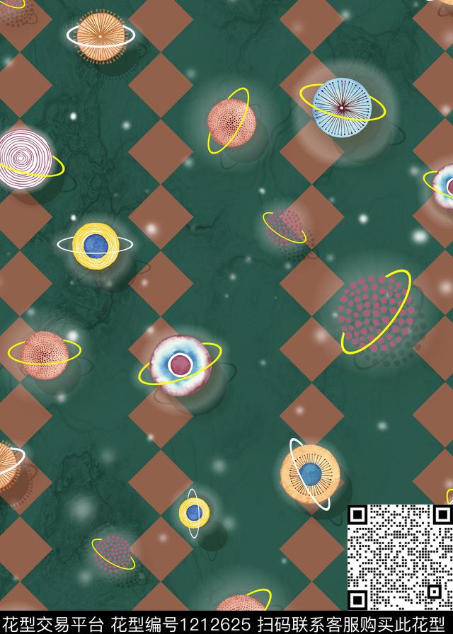 几何星空混合拼接数码印花华亿平台下载（图片编号: 1212625） - 瓦栏（Walan）