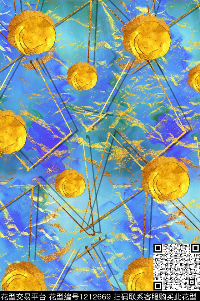 线条创意淑女数码印花华亿平台下载（图片编号: 1212669） - 瓦栏（Walan）