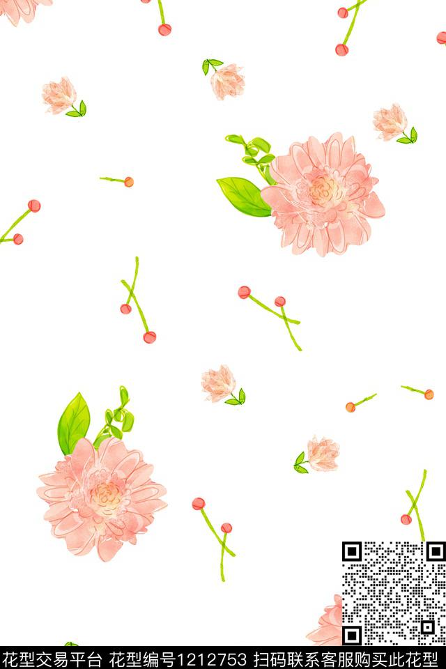 女装大花花卉数码印花华亿平台下载（图片编号: 1212753） - 瓦栏（Walan）