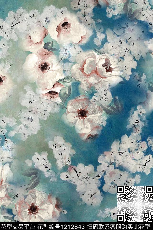 花卉绘画油画华亿平台数码印花华亿平台下载（图片编号: 1212843） - 瓦栏（Walan）