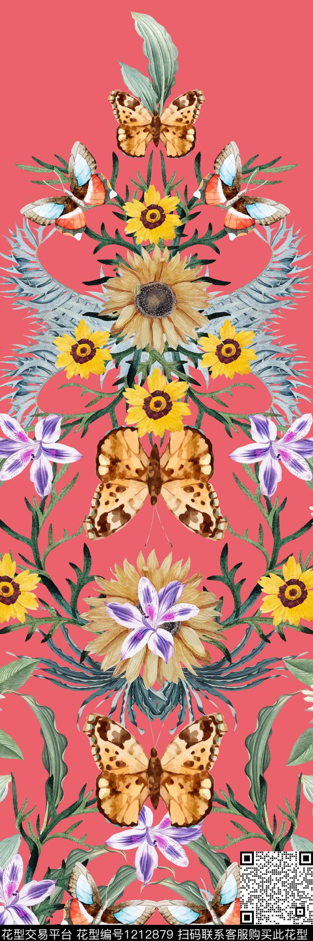 花卉大牌风定位花数码印花华亿平台下载（图片编号: 1212879） - 瓦栏（Walan）